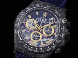 로렉스 데이토나 카본 베젤 블루 컬러풀 다이얼 | Daytona DIW Carbon OMF Best Edition Blue Paint Dial on Deep Blue Nylon Strap A4130