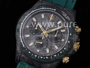 로렉스 데이토나 카본 베젤 블랙 다이얼 | Daytona DIW Carbon OMF Best Edition Carbon_Black Dial on Green Leather Strap A4130