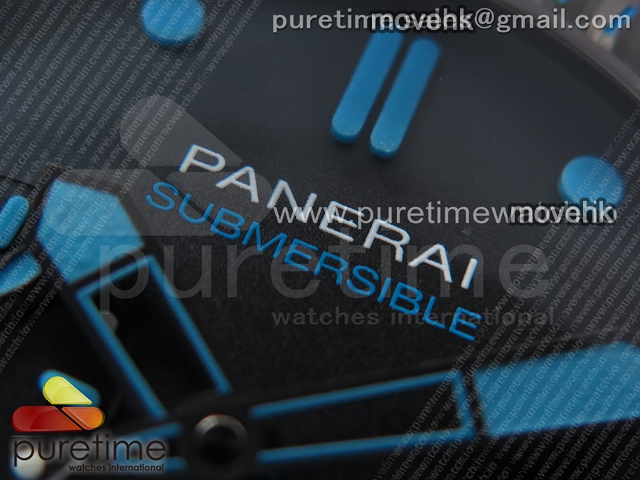 파네라임 팸1616 카보테크 47mm 블랙 다이얼 | PAM1616 Carbotech 47mm VSF Best Edition Black Dial Blue Markers on Rubber Strap P.9010 Clone