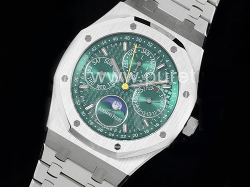 오데마피게 로얄오크 41mm 컴플리케이션 크로노 그린 다이얼 | Royal Oak 41mm Complicated 26574 SS APSF1:1 Best Edition Green Dial on SS Bracelet A5134