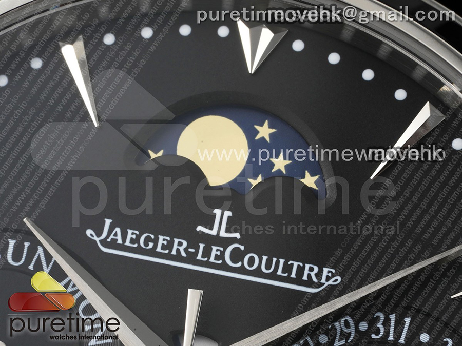 예거르꿀뜨르 마스터 울트라 신 퍼페츄얼 칼렌더 블랙 다이얼 | Master Ultra Thin Perpetual Calendar SS V9F 1:1 Best Edition Black Dial on Black Leather Strap A868 V2