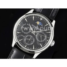 예거르꿀뜨르 마스터 울트라 신 퍼페츄얼 칼렌더 블랙 다이얼 | Master Ultra Thin Perpetual Calendar SS V9F 1:1 Best Edition Black Dial on Black Leather Strap A868 V2