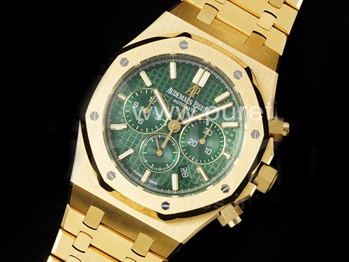 오데마피게 로얄오크 크로노 옐로우골드 데이데이트 그린 다이얼 | Royal Oak Chrono 26331BA YG OMF 1:1 Best Edition Green Dial on YG Bracelet A7750