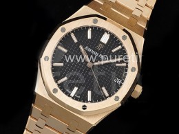 오데마피게 로얄오크 41mm 로즈골드 블랙 다이얼 | Royal Oak 41mm 15500 RG ZF 1:1 Best Edition Black Textured Dial on RG Bracelet A4302 V2