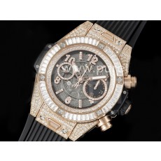 휴블럿 빅뱅 유니코 로즈골드 풀 다이아몬드 베젤 스켈레톤 다이얼 | Hublot Big Bang Unico RG Full Diamonds ZF 1:1 Best Edition Skeleton Dial T Diamonds Bezel on Black Rubber Strap A1280