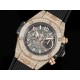 휴블럿 빅뱅 유니코 로즈골드 풀 다이아몬드 스켈레톤 다이얼 | Hublot Big Bang Unico RG Full Diamonds ZF 1:1 Best Edition Skeleton Dial on Black Rubber Strap A1280