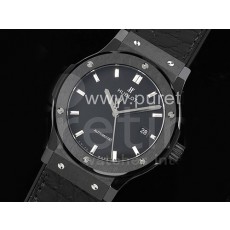 휴블럿 클래식 퓨션 42mm 리얼 블랙세라믹 블랙 다이얼 | Classic Fusion 42mm Real Black Ceramic GSF 1:1 Best Edition Black Dial on Black Gummy Strap SW300