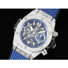 휴블럿 빅뱅 유니코 티타늄 블루 스켈레톤 다이얼 | Hublot Big Bang Unico Titanium ZF 1:1 Best Edition Blue Skeleton Dial on Blue Rubber Strap A1280