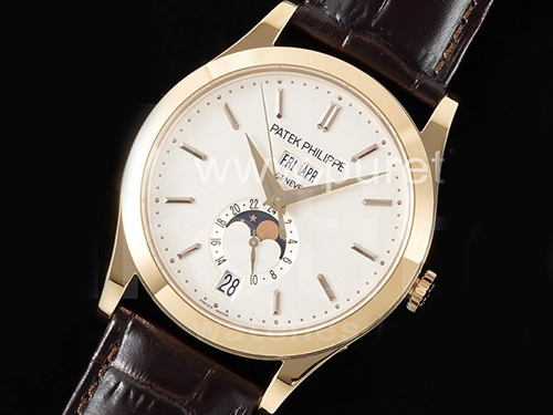 파텍필립 애뉴얼 칼렌더 문페이즈 로즈골드 화이트 다이얼 | Annual Calendar Moonphase 5396 RG ZF 1:1 Best Edition White Stick Dial on Brown Leather Strap A324