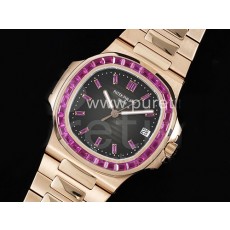 파텍필립 노틸러스 로즈골드 퍼플 다이아몬드 베젤 그레이 다이얼 | Nautilus 5711 RG GRF 1:1 Best Edition Gray Dial Purple Diamonds Bezel on RG Bracelet 324CS