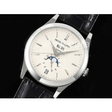 파텍필립 제네바 애뉴얼 칼렌더 문페이즈 화이트 다이얼 | Annual Calendar Moonphase 5396 SS ZF 1:1 Best Edition White Dial on Black Leather Strap A324