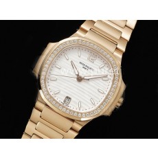 파텍필립 노틸러스 7118 여성용 로즈골드 다이아몬드 베젤 화이트 다이얼 | Nautilus 7118 Ladies RG 3KF 1:1 Best Edition White Dial Diamonds Bezel on RG Bracelet A324 Super Clone