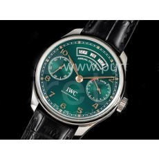 아이더블유씨 포르투기스 애뉴얼 캘런더 그린 다이얼 | Portuguese Real PR Real Annual Calendar IW503510 ZF 1:1 Best Edition Green Dial on Black Leather Strap A52850