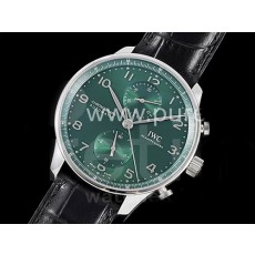 아이더블유씨 포르투기스 크로노 그린 다이얼 | Portuguese Chrono IW3716 ZF 1:1 Best Edition Green Dial on Black Leather Strap A69355