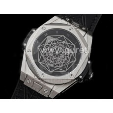 휴블럿 빅뱅 유니코 쌍블러우 티타늄  블랙 스켈레톤 다이얼 | Big Bang Unico Sang Bleu Titanium HBF Skeleton Dial on Black Gummy Strap HUB1213