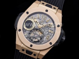 휴블럿 빅뱅 투어빌론 킹 45mm 옐로우골드 스켈레톤 다이얼 | Big Bang Tourbillon King 45mm YG MJF Best Edition Skeleton Dial on Black Rubber Strap