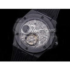 휴블럿 빅뱅 투어빌론 킹 45mm PVD 블랙 스켈레톤 다이얼 | Big Bang Tourbillon King 45mm PVD MJF Best Edition Skeleton Dial on Black Rubber Strap