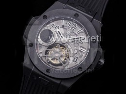 휴블럿 빅뱅 투어빌론 킹 45mm PVD 블랙 스켈레톤 다이얼 | Big Bang Tourbillon King 45mm PVD MJF Best Edition Skeleton Dial on Black Rubber Strap