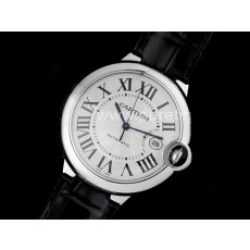 까르띠에 발롱블루 42mm 화이트 다이얼, 가죽밴드, 홍콩명품남자시계,CARTIER