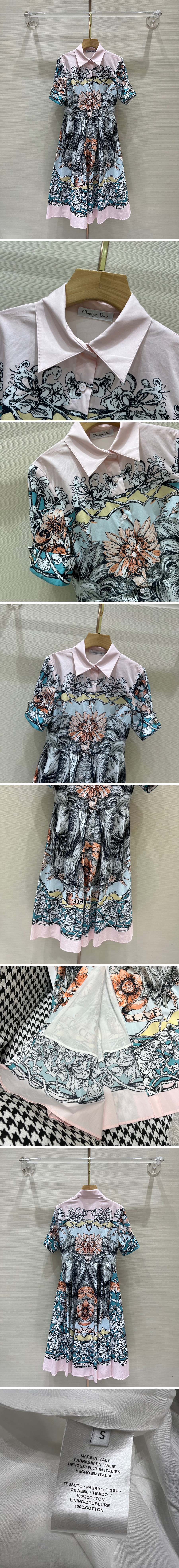 [Christian Dior] 크리스챤 디올 22SS 여성 수림그래픽 프린트 카라 원피스 WM373, W2, 홍콩명품,무브타임,여자명품의류,2022신상