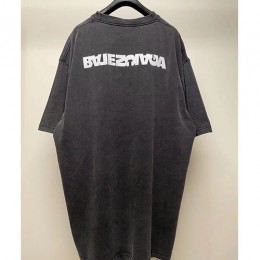 [BALENCIAGA] 발렌시아가 22SS 라운드넥 로고 역 자수 오버핏 커플 반팔티 MM400, VT, 홍콩명품,무브타임,남자명품의류,2022신상