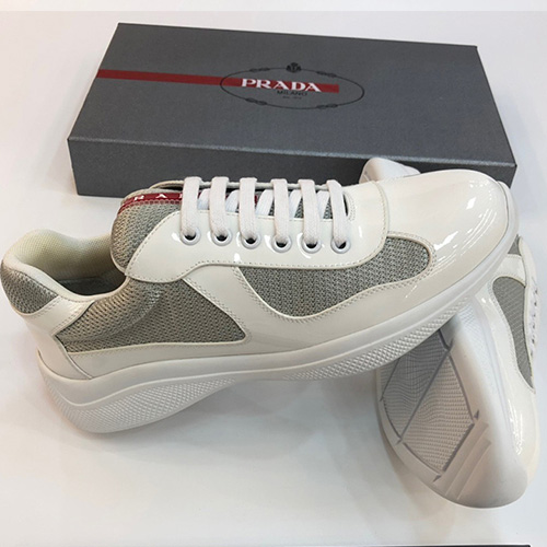 [PRADA] 프라다슈즈 2022 남자 화이트 레더 메쉬 운동화 SE445, PMD, 홍콩명품신발,무브타임사이트,해외직구,MOVETIME