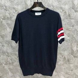 [THOM BROWNE] 톰브라운 22SS 남성 사선완장 반팔니트 MM458, TB1, 홍콩명품,무브타임사이트,2022신상,명품의류