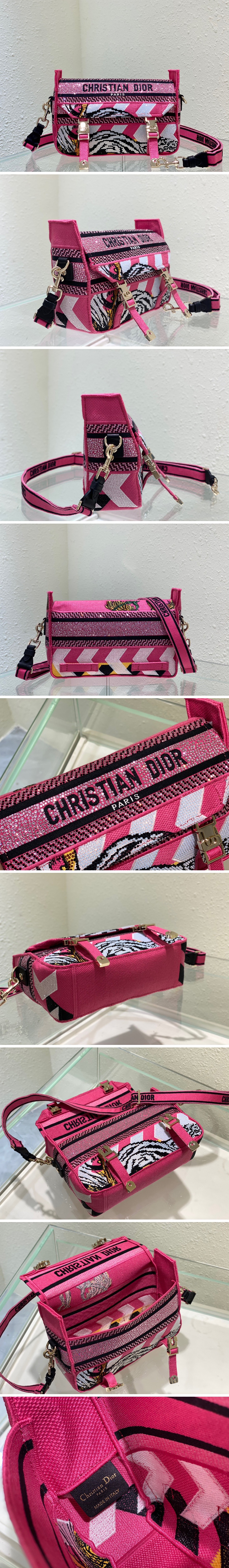 [홍콩명품,Christian Dior] 디올 테크니컬 캔버스 라인 스톤 여성 DIORCAMP 스몰 백 M1241OROF 핑크멀티, BGM503, 홍콩명품가방,손목가방,크로스백,핸드백,구매대행,무브타임