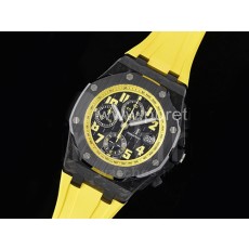 [홍콩명품시계.AUDEMARS PIGUET] 오데마피게 로얄오크 오프쇼어 42mm 범블비 포지카본 블랙 다이얼, 온라인명품시계쇼핑몰,인터넷사이트,워치,해외배송,명품직구,중년남자,SA,명품시계,옐로우고무밴드