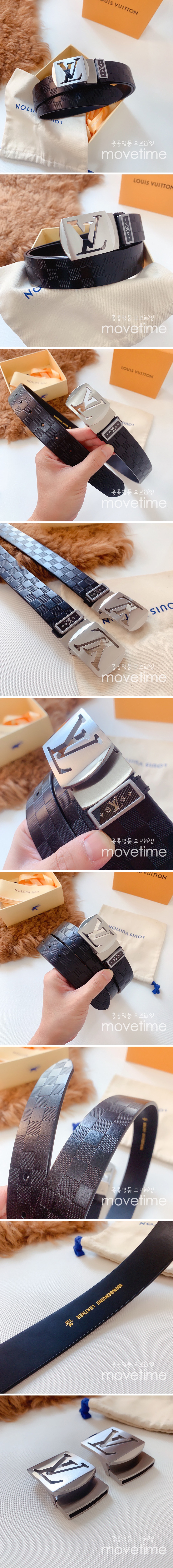 [홍콩명품.LOUIS VUITTON] 루이비통 23SS LV로고 다미에 가죽 벨트 34MM, BT627, 3.4cm, X1, GU3, 명품레플리카,명품쇼핑몰,의류,무브타임사이트,인터넷쇼핑몰,남자명품,해외직구