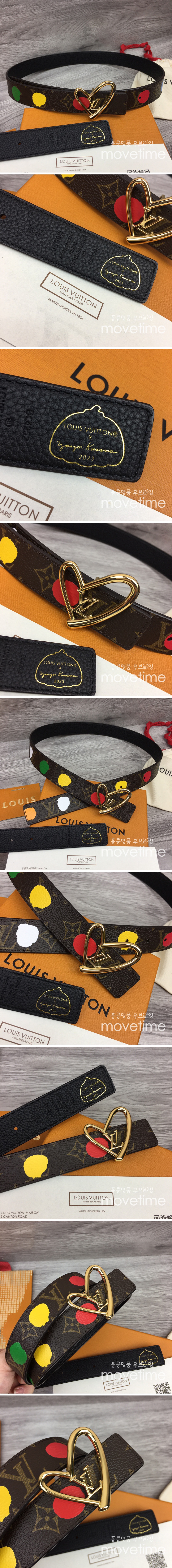 [홍콩명품.LOUIS VUITTON] 루이비통 23SS LV하트 버클 그래픽 프린트 가죽 벨트 30MM, BT665, 3.0cm, X1, 명품레플리카,명품쇼핑몰,의류,무브타임사이트,인터넷쇼핑몰,남자명품,해외직구