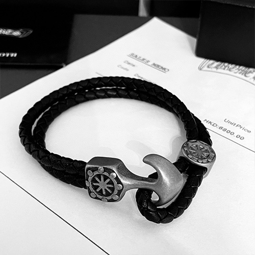 [홍콩명품.Chrome Hearts] 크롬하츠 23SS 로고 체인 레더 팔찌, ET1217, W2, 홍콩명품쇼핑몰,무브타임,악세사리,잡화,생활용품