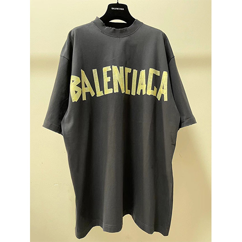 [명품빅사이즈.BALENCIAGA] 발렌시아가 23SS 로고 프린트 빈티지 반팔 티셔츠, BM5900, VT, 홍콩명품쇼핑몰,인터넷명품,온라인명품사이트,여자명품,해외직구