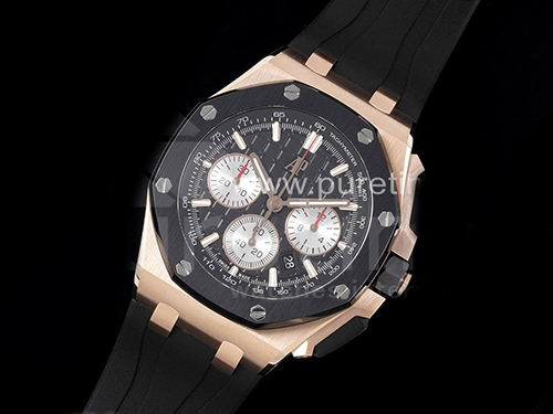 [홍콩명품시계.AUDEMARS PIGUET] 오데마피게 로얄오크 오프쇼어 44mm 로즈골드 크로노 블랙 세라믹 베젤 블랙 다이얼, 남자명품시계,워치,중년남자,SA,명품시계,고무밴드