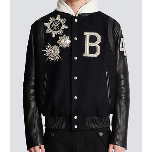 [홍콩명품.BALMAIN] 발망 23SS 로고 가죽 레이어드 바시티 자켓 (블랙), BM8996, TOM, 온라인명품쇼핑몰,남자명품의류,인터넷쇼핑몰,해외직구