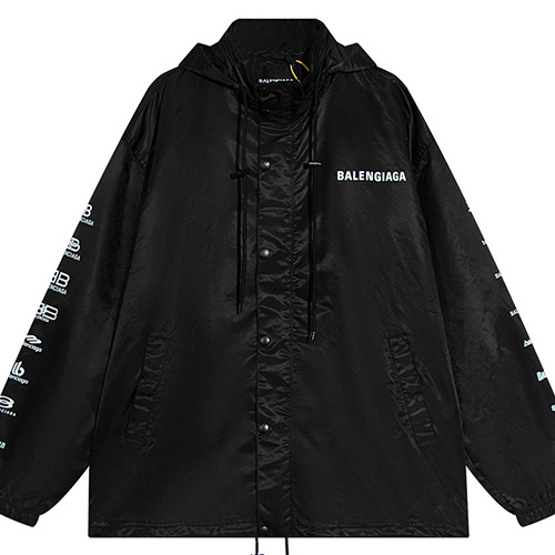 [홍콩명품.BALENCIAGA] 발렌시아가 23SS 로고 모음 프린트 후드 바람막이 자켓 (블랙), BM9533, GG, 온라인명품쇼핑몰,남자명품의류,인터넷쇼핑몰,해외직구