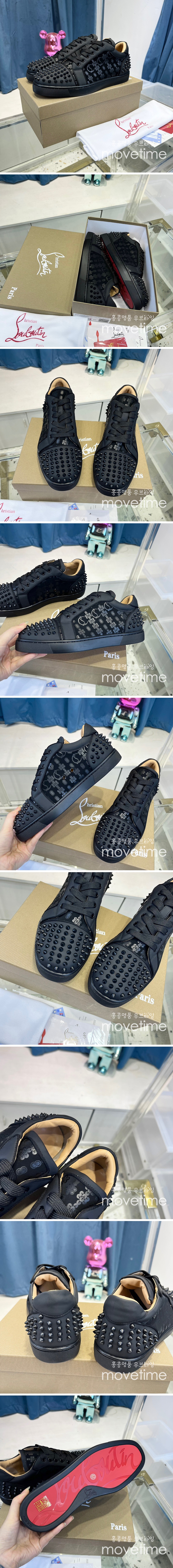 [홍콩명품.Christian Louboutin] 크리스챤루부탱 23SS 로고 가죽 운동화 스니커즈 (블랙), SE2133, ALW, 무브타임사이트,인터넷명품쇼핑몰,남자명품,슈즈,신발