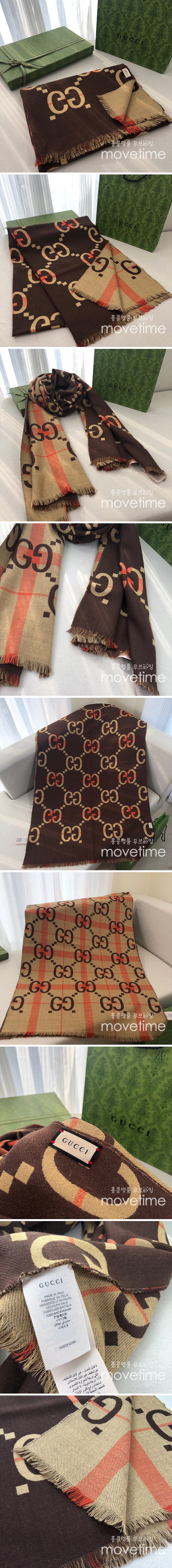 [홍콩명품.Gucci] 구찌 23SS 로고 GG 패턴 70-196 스카프, ET1781, BR, 홍콩명품가방,명품쇼핑몰,크로스백,핸드백,구매대행,무브타임