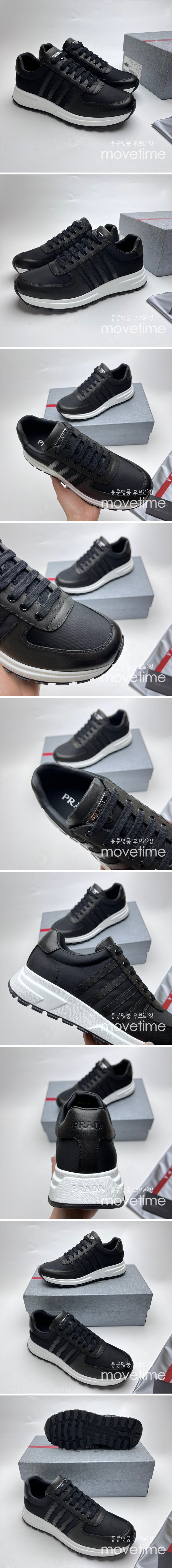 [홍콩명품,PRADA] 프라다 23SS 로고 가죽 3선 스니커즈 (블랙), SE2266, PMD, 홍콩명품쇼핑몰,무브타임,악세사리,잡화,생활용품