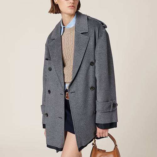 [홍콩명품,MIU MIU] 미우미우 23SS 로고 여성 6버튼 코트 자켓 (그레이), BM11282, TBG, 홍콩명품의류,구매대행,온라인명품
