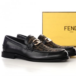 [홍콩명품,FENDI] 펜디 24SS 로고 패턴 레이어드 가죽 로퍼 구두 (블랙-브라운), SE2410, S2, 홍콩명품쇼핑몰,무브타임,악세사리,잡화,생활용품