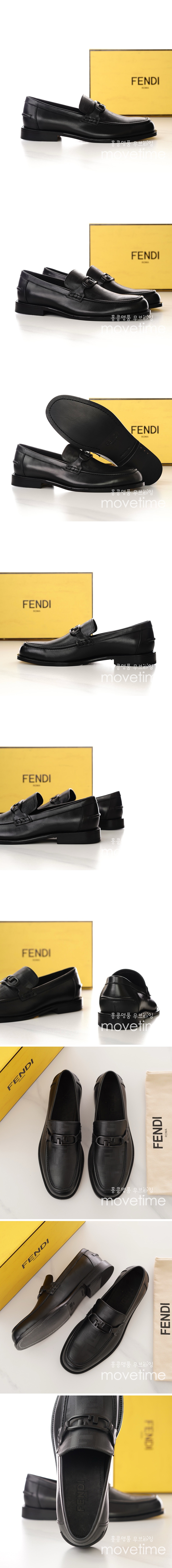 [홍콩명품,FENDI] 펜디 24SS 로고 패턴 가죽 로퍼 구두 (블랙), SE2411, S2, 홍콩명품쇼핑몰,무브타임,악세사리,잡화,생활용품