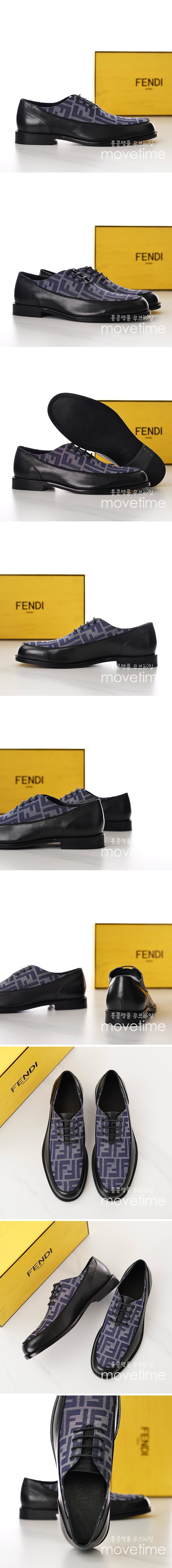 [홍콩명품,FENDI] 펜디 24SS 로고 패턴 레이어드 가죽 정장 구두 (블랙-그레이), SE2419, S2, 홍콩명품쇼핑몰,무브타임,악세사리,잡화,생활용품