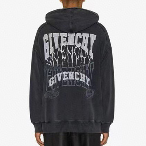 [홍콩명품.GIVENCHY] 지방시 24SS 로고 그래픽 빈티지 워싱 후드 티셔츠 (그레이), BM11837, JL, 홍콩명품의류,구매대행,온라인명품