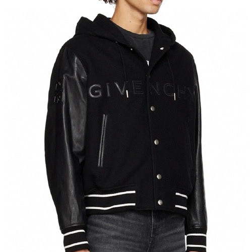 [홍콩명품.GIVENCHY] 지방시 24SS 로고 레이어드 가죽 바시티 자켓 (블랙), BM11839, JL, 홍콩명품의류,구매대행,온라인명품