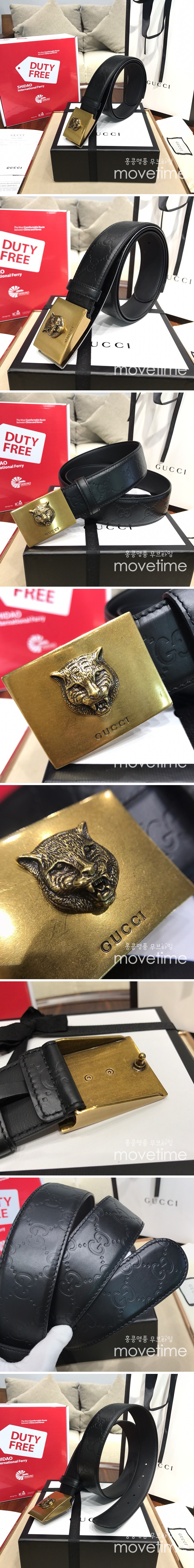 [홍콩명품.Gucci] 구찌 24SS 로고 타이거 골드버클 가죽 벨트, BT1101, 4.0cm, BRB, 명품레플리카,인터넷쇼핑몰,남자명품,해외직구