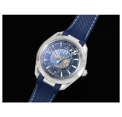 [홍콩명품시계.OMEGA] 오메가 아쿠아테라 GMT 월드타이머 43mm 썸머 딥블루 다이얼
