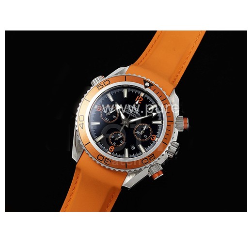 [홍콩명품시계.OMEGA] 오메가 시마스터 크로노 43mm 오렌지 베젤 블랙 다이얼 고무스트랩