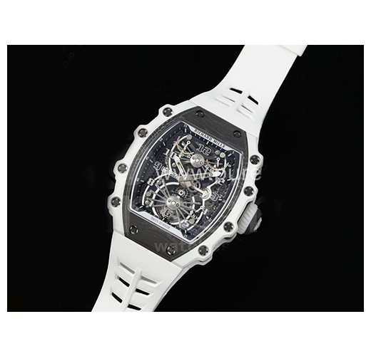 [홍콩명품시계.RICHARD MILLE] 리차드밀레 RM21 투어빌론 화이트 블랙 카본 스켈레톤 다이얼 고무밴드