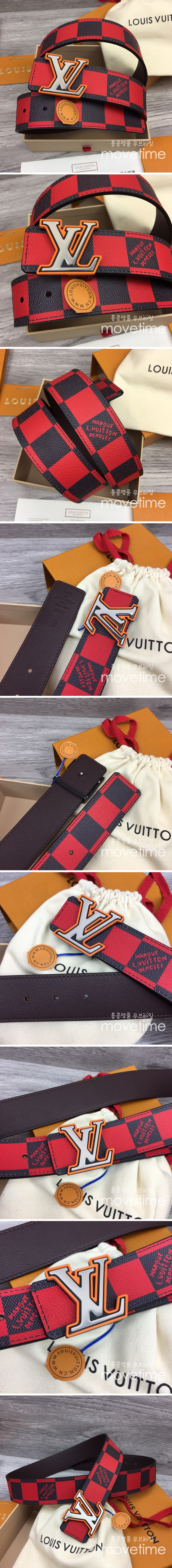 [홍콩명품.LOUIS VUITTON] 루이비통 24SS LV로고 다미에 가죽 벨트 (레드), BT1134, 4.0cm, MR, 명품레플리카,인터넷쇼핑몰,남자명품,해외직구